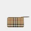Burberry Checkered Pattern Wallet Gold-tone Hardware In Beige