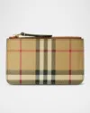 Burberry Kelbrook Check Leather Coin Case In Archive Beige