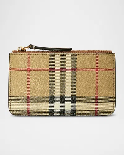 Burberry Kelbrook Check Leather Coin Case In Archive Beige