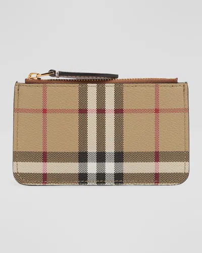 Burberry Kelbrook Check Zip Wallet In Cream