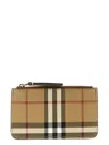 Burberry Mini Leather Wallet With Iconic Check Pattern And Zip Closure