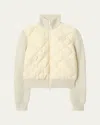 Burberry Kelsey Quilted Knit Combo Jacket In White