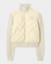 Burberry Kelsey Quilted Knit Combo Jacket In White