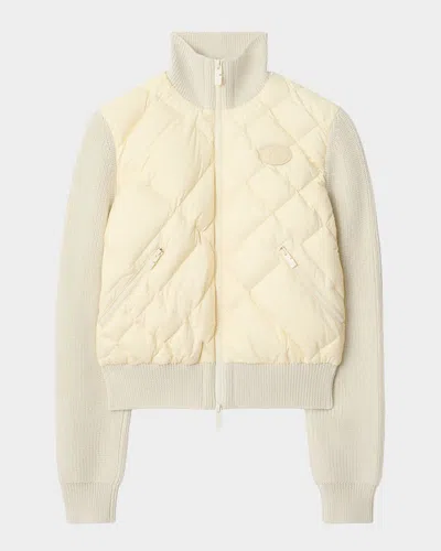 BURBERRY KELSEY QUILTED KNIT COMBO JACKET