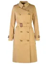 BURBERRY BURBERRY 'KENSINGTON' BEIGE COTTON TRENCH COAT