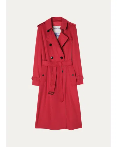 Burberry Kensington Belted Cashmere-wool Double-breasted Trench Coat In Red