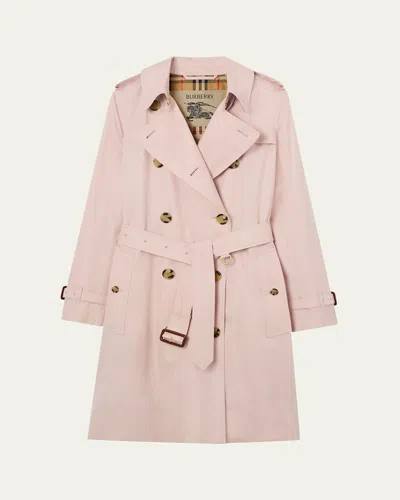 Burberry Kensington Belted Double-breasted Trench Coat In Pink