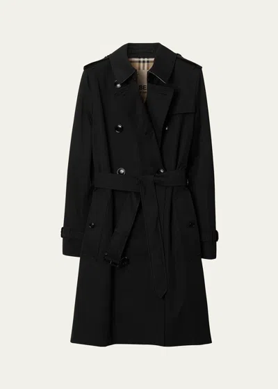 Burberry Kensington Belted Trench Coat In Black