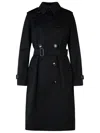 Burberry Waterloo Heritage Double-breasted Trench Coat In Black