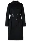 Burberry 'kensington' Black Polyester Trench Coat In Black
