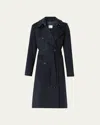 Burberry Kensington Double Breasted Cashmere Trench Coat In Dark Charcoal Blue