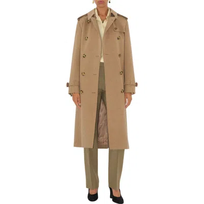 Burberry Kensington Cashmere Trench Coat In Brown