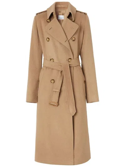 Burberry Kensington Cashmere Trench Coat In Brown