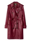 Burberry Mid-length Leather Kensington Trench Coat In Red