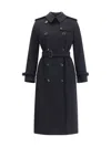 Burberry Black Gabardine Heritage Kensington Trench Coat