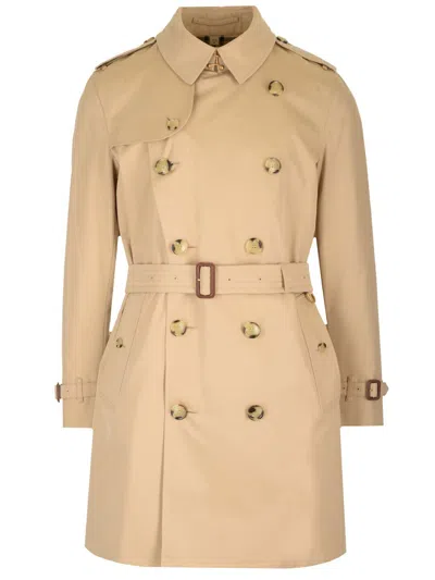 Burberry Cotton Gabardine Trench Coat In Nude