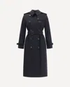 Burberry Black Gabardine Heritage Kensington Trench Coat In Black