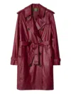 Burberry Mid-length Leather Kensington Trench Coat In Red