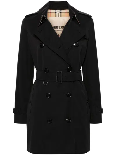 Burberry Kensington Cotton Trench Coat In Black