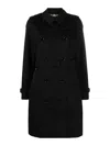 Burberry Double Breasted Belted Trench Coat In Black