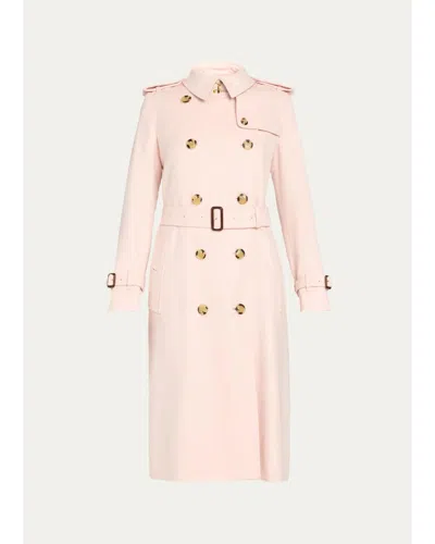 Burberry Kensington Double-breasted Trench Coat In Brushed Cashmere In Bouquet