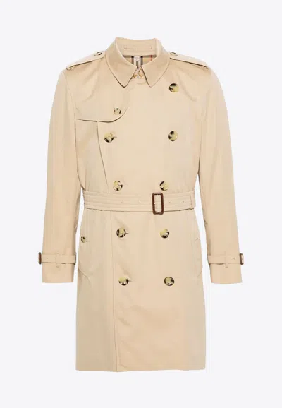 Burberry Cotton Gabardine Trench Coat In Nude