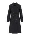Burberry Black Gabardine Heritage Kensington Trench Coat In Black