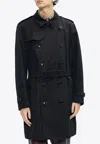 Burberry Kensington Heritage Overcoat In Black