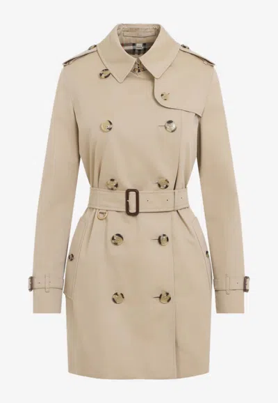 Burberry Kensington Heritage Short Trench Coat In Neutral