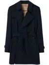 Burberry Short Kensington Heritage Trench Coat In Blue