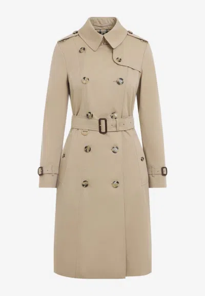 Burberry Honey Kensington Short Trench Coat In Animal Print