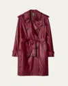Burberry Mid-length Leather Kensington Trench Coat In Pink