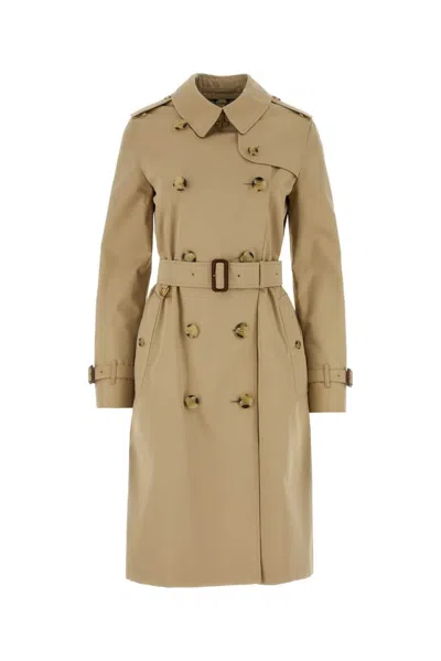 Burberry Cotton Trench Jacket With Belted Waist In Neutral
