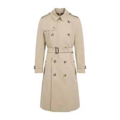 Burberry Beige Cotton Heritage Kensington Trench Coat In Gold