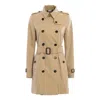 Burberry Kensington Mid-length Trench Coat In Yellow