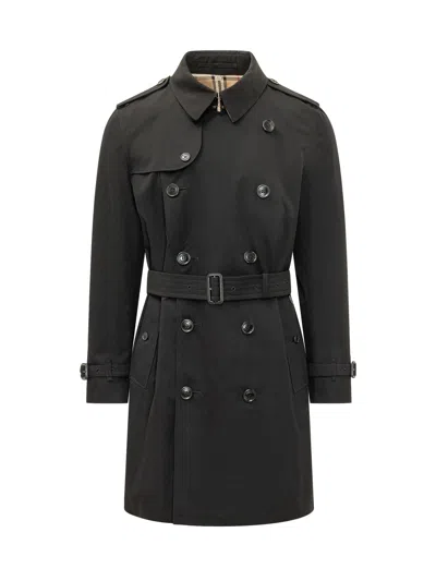 Burberry Kensington Mid Trench Coat In Black