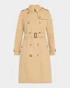 Burberry Kensington Organic Belted Double-breasted Long Trench Coat In Neutral