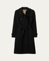 Burberry Kensington Organic Belted Double-breasted Trench Coat In Black