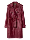 Burberry Mid-length Leather Kensington Trench Coat In Red