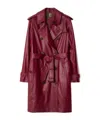 Burberry Mid-length Leather Kensington Trench Coat In Pink