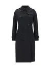 Burberry Black Gabardine Heritage Kensington Trench Coat In Black