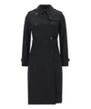 Burberry Black Gabardine Heritage Kensington Trench Coat In Black