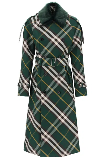 BURBERRY KENSINGTON TRENCH COAT WITH CHECK PATTERN
