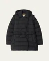 Burberry Kent Belted Parka Jacket With Detachable Hood In Black