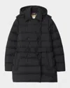 Burberry Kent Belted Parka Jacket With Detachable Hood In Black