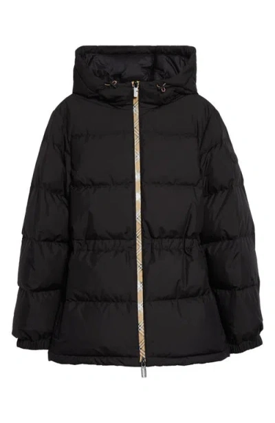 Burberry Keswick Quilted Down Hooded Puffer Jacket In Black