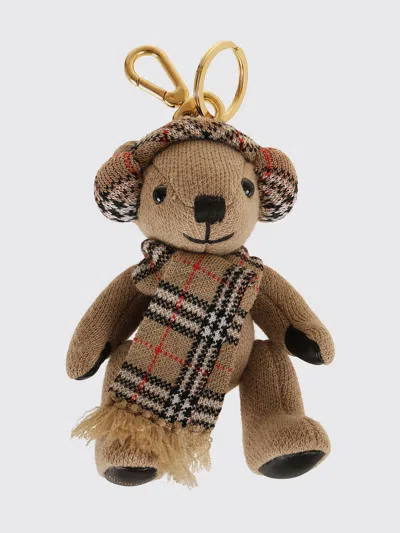 Burberry Mini Teddy Handbag Charm In Wool And Cashmere In Multi