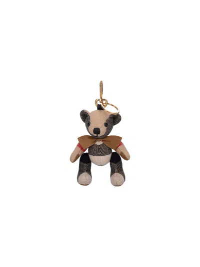 Burberry Keychain Charm Bear "thomas" In Beige