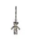Burberry Teddy Bear Keyring In Textured Fabric With Unique Pattern In Green