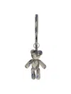 Burberry Teddy Bear Keyring In Textured Fabric With Unique Pattern In Green